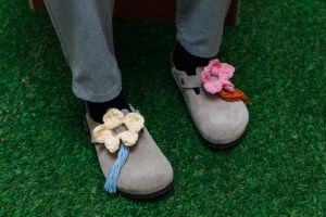 Home 27 BIRKENSTOCK Boston Taupe with Custom Crochet Work by Ilyang Ilyang