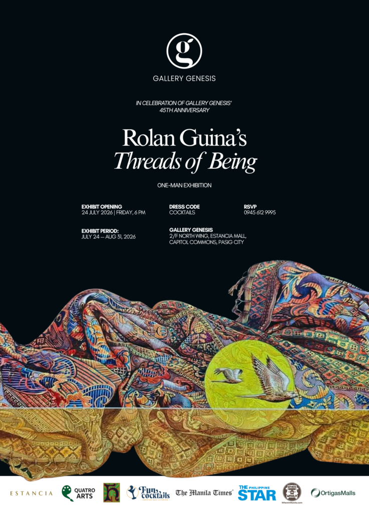 Gallery Genesis Celebrates 45 Years with Rolando Guina’s ‘Threads of Being’ Watercolor Exhibition 1 Threads Of Being Invitation Poster