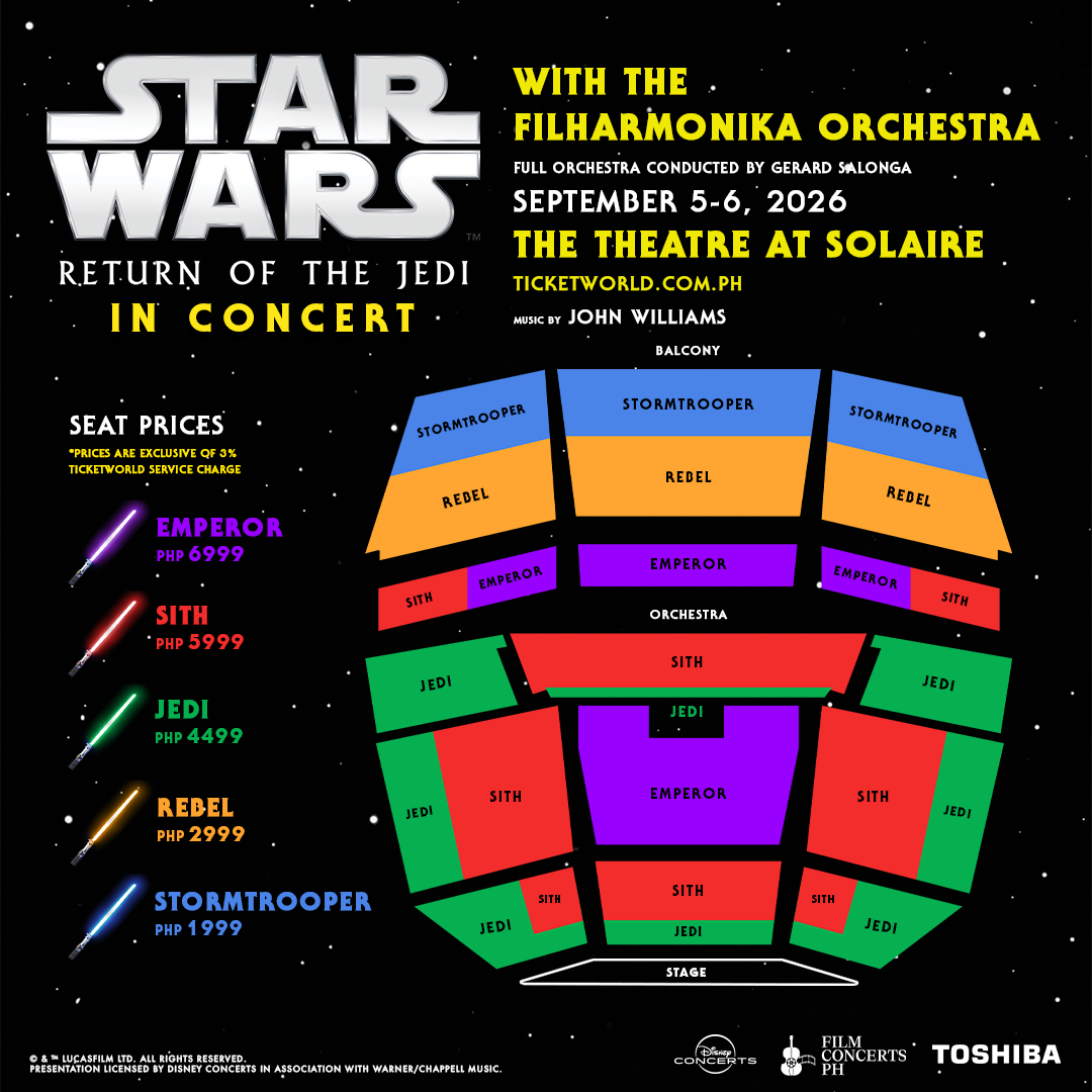 Your Complete Guide to "Star Wars: Return of the Jedi in Concert" in Manila 4 SW3 Seat Map w Toshiba