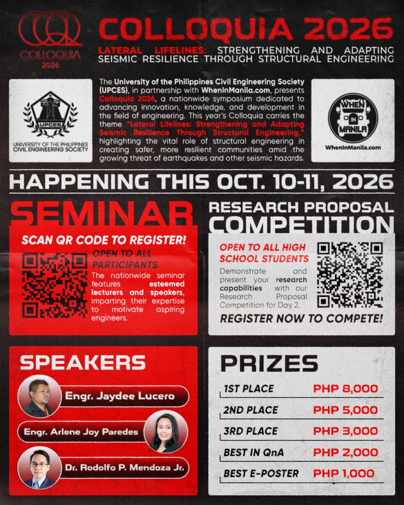 UPCES Presents Colloquia 2026 on Seismic Resilience and Structural Engineering 1 COLLOQUIA2026 WheninManila