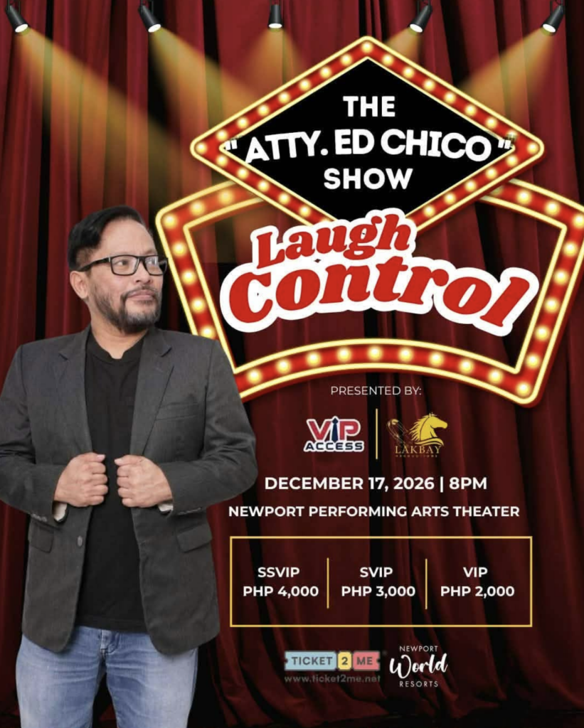 Atty. Edward Chico Brings Laugh Control to Newport Performing Arts Theater This December 1 Ed Chico