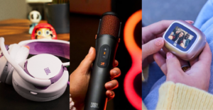 [From L-R] JBL Quantum 650, JBL EasySing Mic, and JBL Live Buds 4 (via JBL/Instagram)