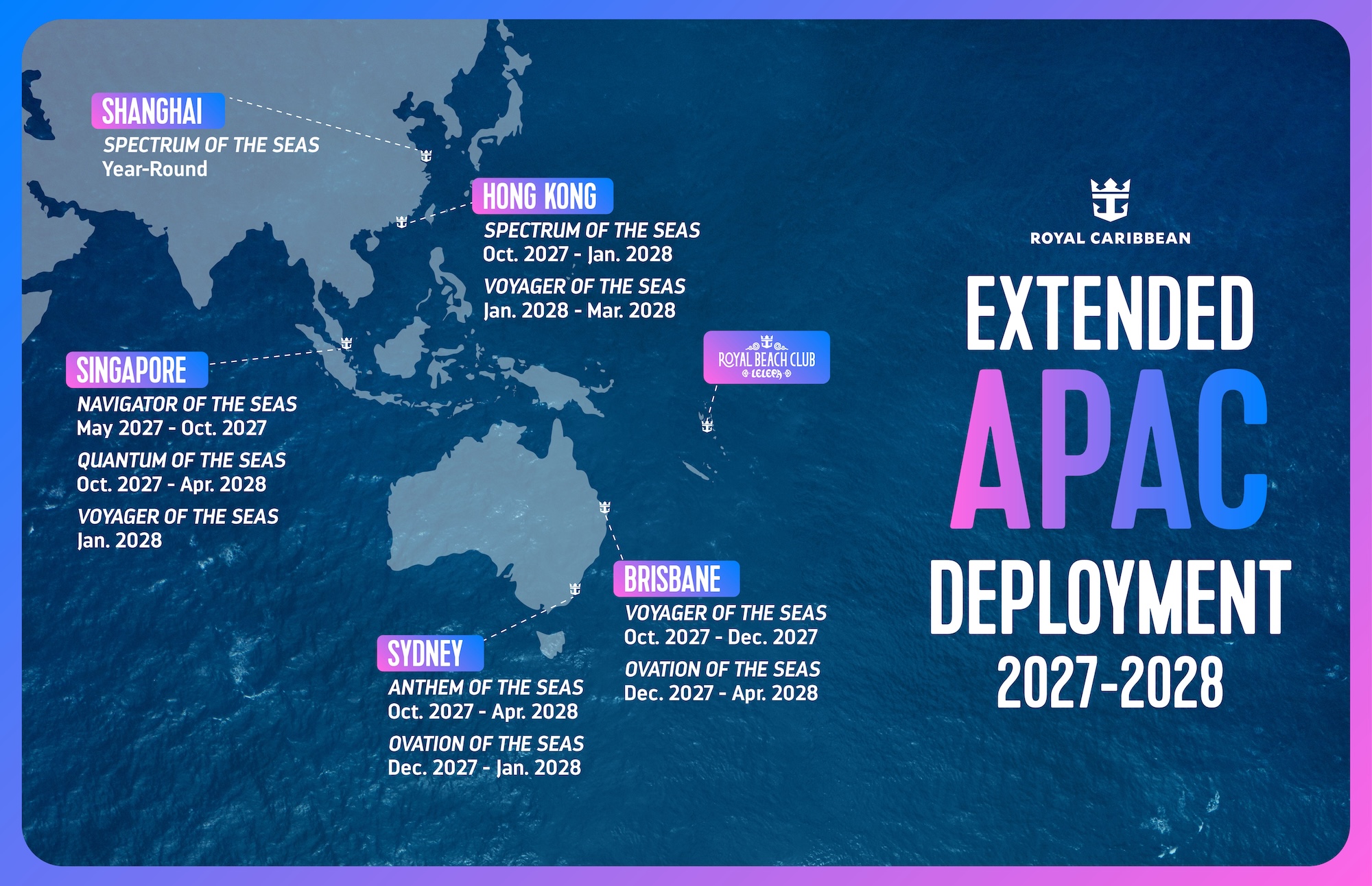 These Cruises Will Take You to Australia, China, Japan, Korea and More Asian Stops in 2027 and 2028 2 Royal Caribbean Expands Asia Pacific Adventures With Voyager of the Seas in 2028