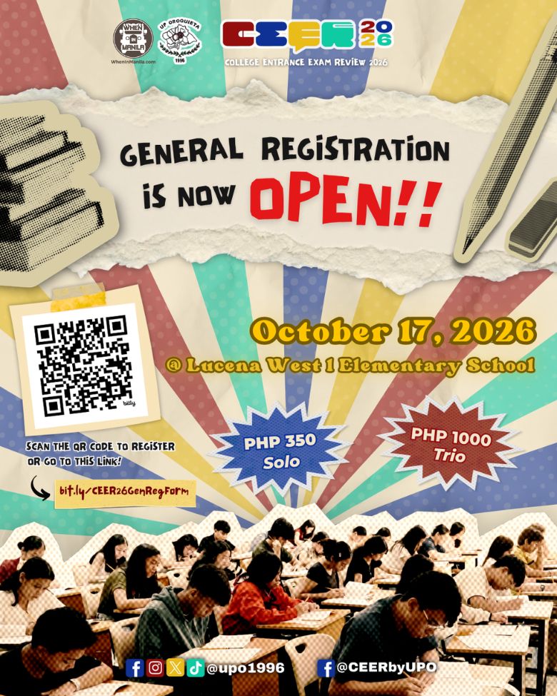 UP Oroquieta to Hold College Entrance Exam Review for Quezon Students This October 1 UP OROQUIETA CEER 2026 Poster for When in Manila